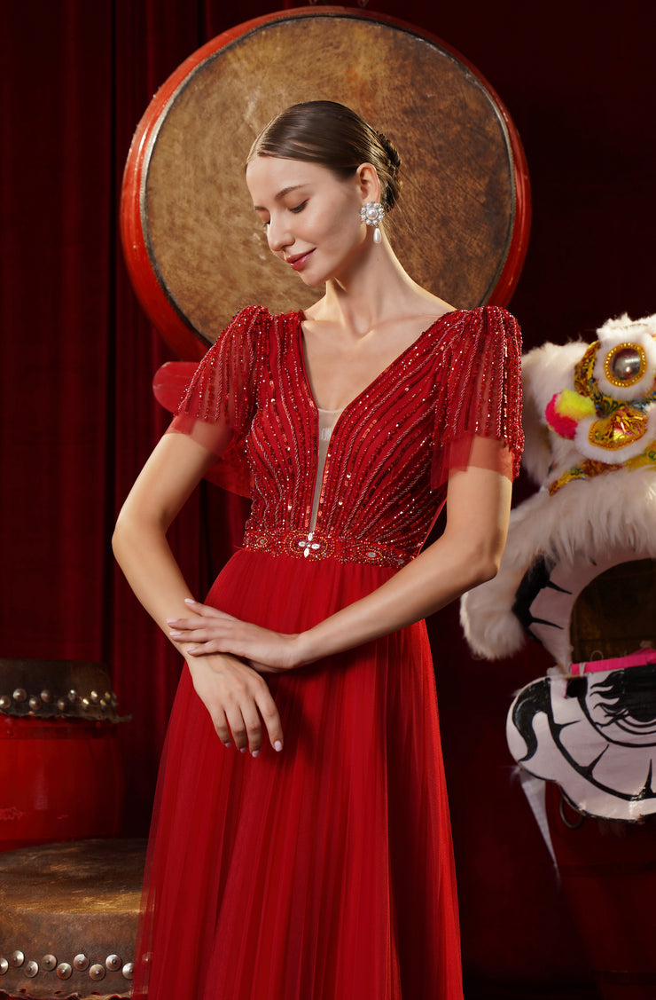 Tuyển tập 3 mẫu đầm trung niên màu đỏ cho quý cô dịp Trung Thu - Đầm Quỳnh  Anh Luxury Fashion