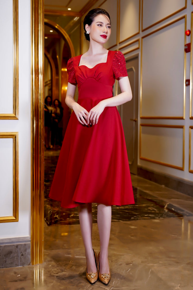 XIYUYI Váy nơ kiểu Pháp 2024 phong cách đại học mùa thu đông váy chữ A ngọt  ngào [đồ noel nữ đầm đỏ giáng sinh đầm tết đầm đỏ mặc tết] |